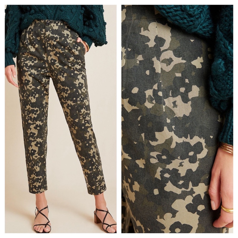 Anthropologie Floral Camo Trousers Sz Small NWT